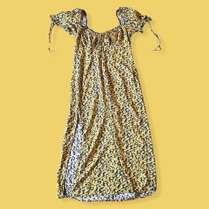 YELLOW FLORAL MIDI DRESS